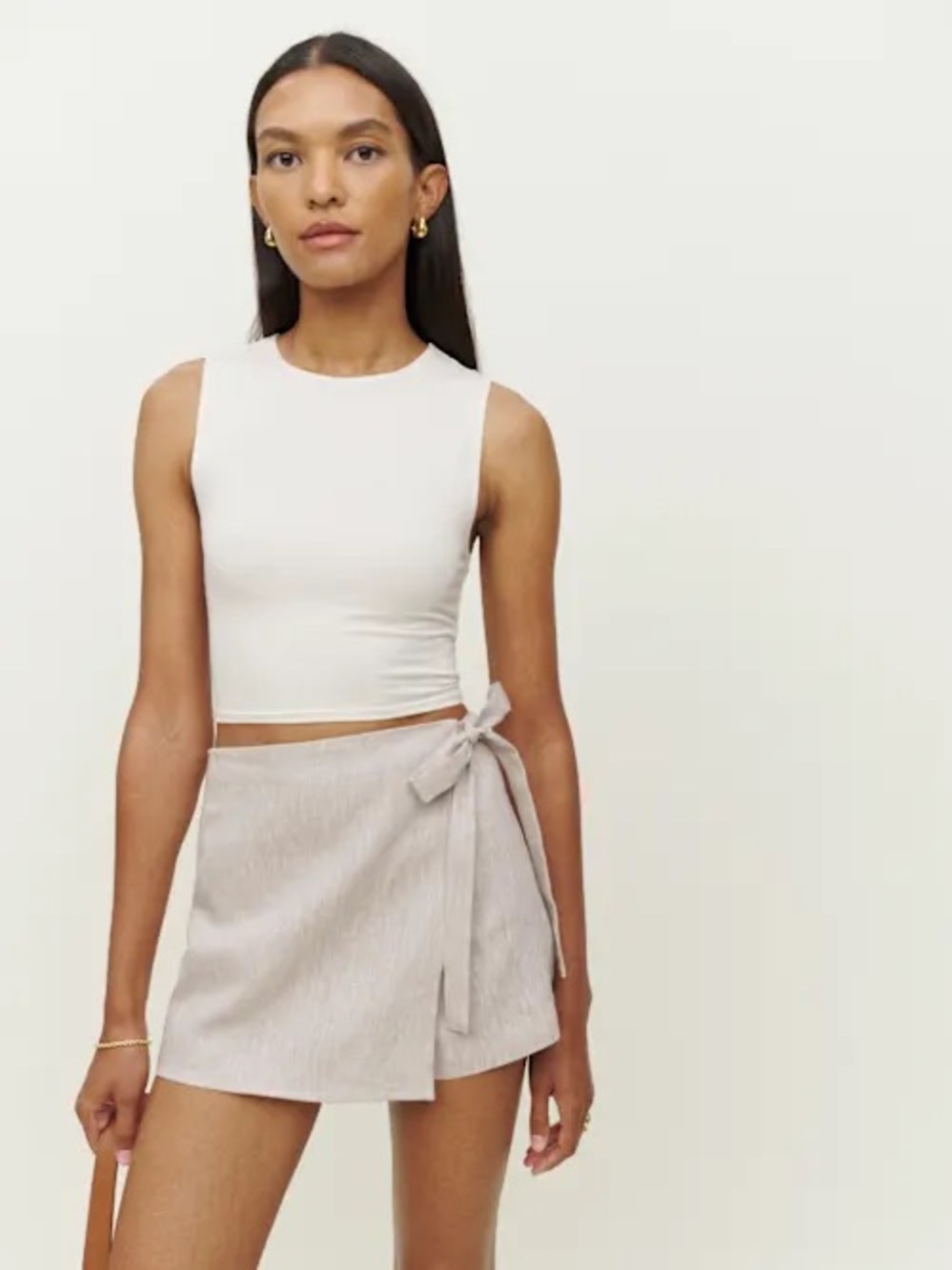 Reformation Eva Linen Skort Oatmeal